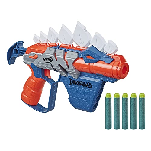 NERF DinoSquad Stegosmash Dart Blaster, 4-Dart Storage, Pull-Back Priming Handle, 5 Official Darts, Dinosaur Design, Stegosaurus Spikes von NERF