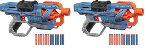 NERF Elite 2.0 Commander RD-6 Blaster, 12 Darts, 6-Dart Rotationstrommel, Tactical Rail Steckschienen, Befestigungspunkte, Mehrfarbig, 6.7 x 36.2 x 24.1 cm, für Jungen und Mädchen (Packung mit 2) von Hasbro