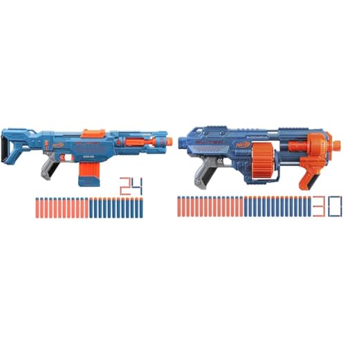 NERF Elite 2.0 Echo CS-10 & Shockwave RD-15 Blaster, 30 Darts, 15-Dart Rotationstrommel, Pump-Action, Erweiterungsoptionen, Militärisches Spielzeuggewehr, für Kinder & Jugendliche, unisex von NERF