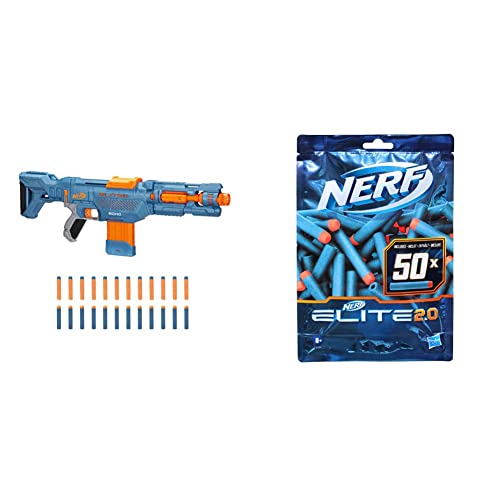 NERF Elite 2.0 Echo CS-10 Blaster – 24 NERF Darts, 10-Dart Clip-Magazin, E9533F02 & Elite 2.0 50er Dart Nachfüllpackung – 50 Nerf Elite 2.0 Darts – kompatibel mit Allen Nerf Blastern von NERF