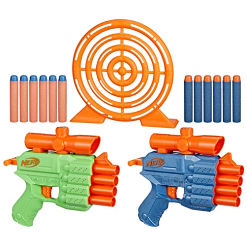 NERF Elite 2.0 Face Off Zielscheiben-Set, inkl. 2 Dart-Blastern & Zielscheibe & 12 Elite-Darts, Spielzeug-Schaumstoff-Blaster für Outdoor-Spiele für Kinder von NERF