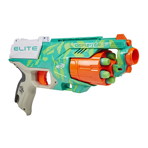 NERF Elite Disruptor Blaster, 6-Dart Trommel, 6 Elite Darts, Schnellfeuer, dynamisches Grün, Amazon Exclusive von NERF