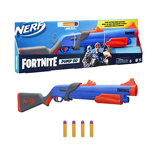 NERF Fortnite Pump SG Blaster - Pump Action Mega Dart Blasting - Breech Load - 4 Official Mega Darts - for Youth, Teens, Adults von NERF