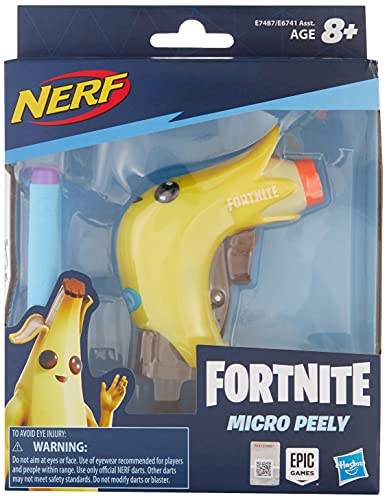 NERF Hasbro E7487ES0 MicroShots Fortnite Micro Peely - Mini Dart-Blaster und 2 Elite Darts - für Kinder, Teenager, Erwachsene von NERF