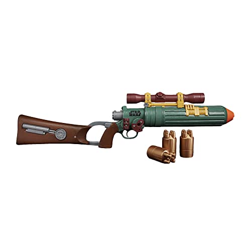 NERF LMTD Star Wars Boba Fett EE-3 Blaster, Das Buch von Boba Fett, Fernrohr, 3 Trommeln, 12 NERF Elite Darts Mehrfarbig, Estándar von NERF