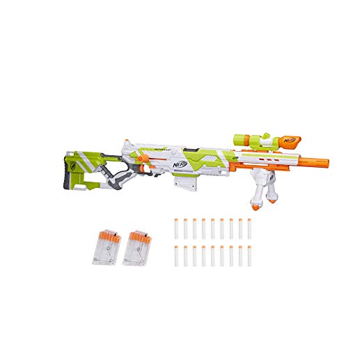 NERF Longstrike Modulus Spielzeugblaster mit Laufverlängerung, Zweibein, Zielfernrohr, 18 Elite-Darts & 3 Six-Clips (Amazon Exclusive) von NERF