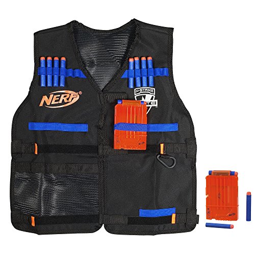 Nerf B0250F01 N-Strike Elite Series Tactical Vest Spielzeug-Blaster-Weste, Einfarbig, Schwarz, Teen/Adult von NERF