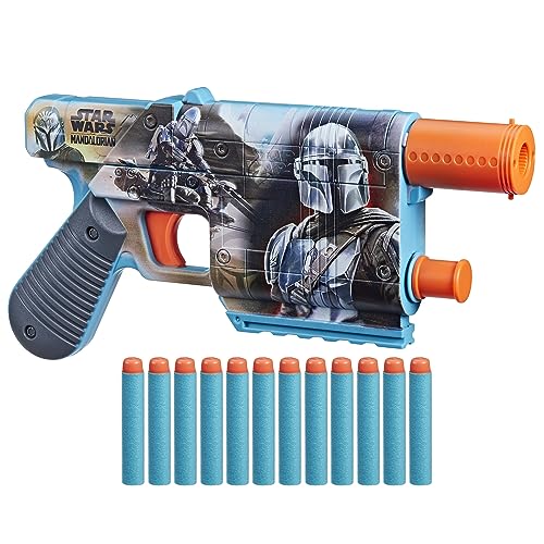 NERF Star Wars The Mandalorian Dart Blaster, 12 Elite Darts, Interner Clip, Spielzeug Foam Blaster für 8 Jahre alte Jungen & Mädchen & Up von NERF