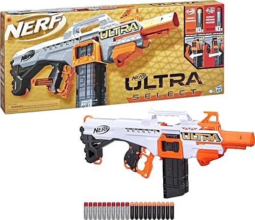 NERF Ultra Select Fully Motorized Blaster, Fire for Distance or Accuracy, Includes Clips and Darts, Compatible Only Ultra Darts von NERF