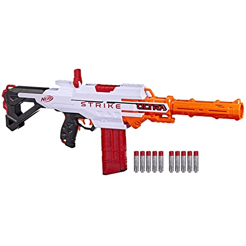 NERF Ultra Strike motorisierter Blaster, 10 NERF AccuStrike Ultra Darts, 10-Dart Clip-Magazin, nur für NERF Ultra Darts, F6024U50, Multi von NERF