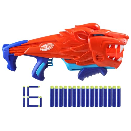 NERF Wild Lionfury Easy Play Dart Blaster, 16 Nerf Elite-Darts, Nerf Blaster Löwe Spielzeug für 6 Jahre alte Jungen & Mädchen & Up, Outdoor-Spielzeug NERF Wild Lionfury Easy Play Dart Blaster, 16 Nerf Elite-Darts, Nerf Blaster Löwe Spielzeug für 6 Jahre alte Jungen & Mädchen & Up, Outdoor-Spielzeug von NERF