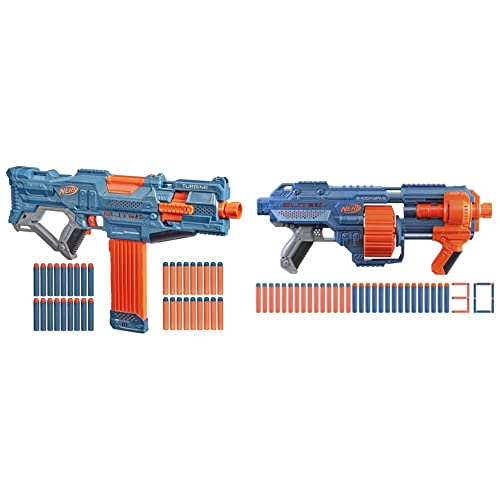 Nerf E9481F03 Elite 2 Turbine CS-18 motorisierter Blaster, 36 Nerf Darts, 18-Dart Clip-Magazin & E9527F03 Nerf Elite 2 Shockwave RD-15 Blaster, 30 Nerf Darts, 15-Dart Rotationstrommel von NERF