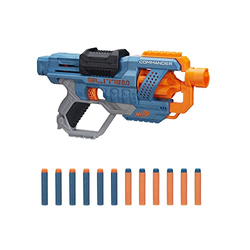 Nerf Elite 2.0 Commander RD-6 Dart-Blaster, 12 Nerf Elite Darts, 6-Dart Rotationstrommel, Blaster-Spielzeug für draußen, für Kinder ab 8, Jungen und Mädchen von NERF