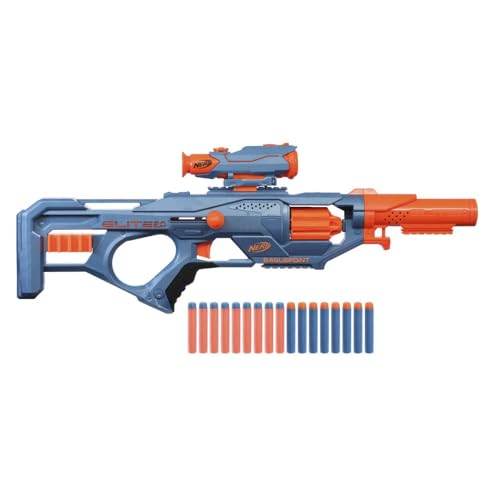 Nerf Elite 2.0 Eaglepoint RD-8 Blaster, 8-Dart Trommel, abnehmbares Fernrohr und Abnehmbarer Lauf, mit 16 Nerf Darts und Bolzen, 27 Meter Schussweite, für Jungen und Mädchen von NERF