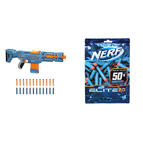 Nerf Elite 2.0 Echo CS-10 Blaster – 24 Nerf Darts, 10-Dart Clip-Magazin, abnehmbare Schulterstütze und Laufverlängerung & Elite 2.0 50er Dart Nachfüllpackung – 50 Nerf Elite 2.0 Darts von Hasbro