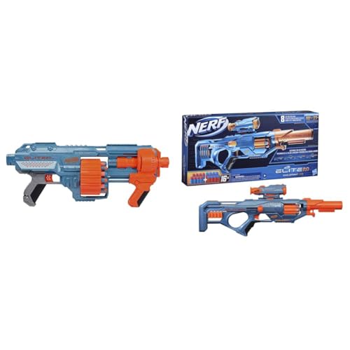 Nerf Elite 2.0 Shockwave RD-15 Blaster, 30 Nerf Darts & Elite 2.0 Eaglepoint RD-8 Blaster, 8-Dart Trommel, Abnehmbares Fernrohr und Abnehmbarer Lauf, 16 Nerf Darts, Bolzen von NERF