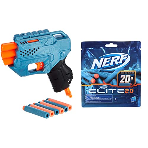 Nerf Elite 2.0 Trio TD-3 Blaster – Enthält 6 Nerf Darts – 3 Darts in Folge abfeuern & Elite 2.0 20er Dart Nachfüllpackung – enthält 20 Nerf Elite 2.0 Darts, kompatibel mit Allen Nerf Elite Blastern von NERF