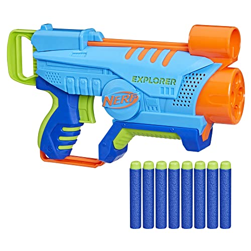 Nerf Elite Jr. Explorer Easy-Play Blaster, kann einfach geladen und abgefeuert Werden, 8 Nerf Elite Darts, ab 6 Jahren von NERF