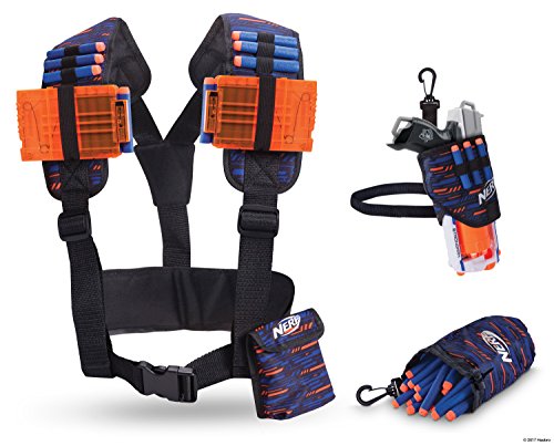 Nerf Elite Mobile Gear Pack 11522 beinhaltet Taktikweste, Dart Beutel und Hüftholster, verstellbar aus hochwertigem Nylonmaterial im stylischen Nerf Elite Design von NERF