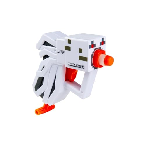 Nerf F4417EU4 MicroShots Mini Blaster, Minecraft Ghast Mob Design, inklusive 2 Offiziellen Elite-Darts, Pull-Down-Priming-Griff, Mehrfarbig, S von NERF