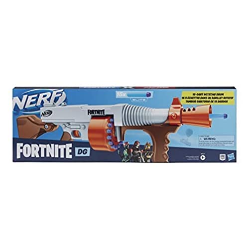 Nerf Fortnite DG Dart Blaster - 15-Dart Drehbare Trommel, Pump Action, 15 Offizielle Nerf Darts, Inspiriert von Blaster Verwendet in Fortnite Videospiel von NERF