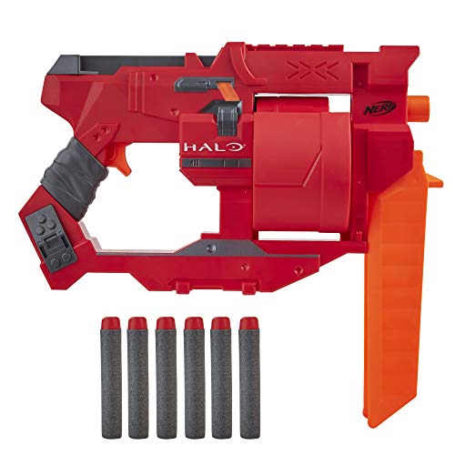 Hasbro E9273EU4 Nerf Halo Mangler Dart Blaster – Spannschlitten, 6-Dart Rotationstrommel – enthält 6 Nerf Elite Darts von NERF