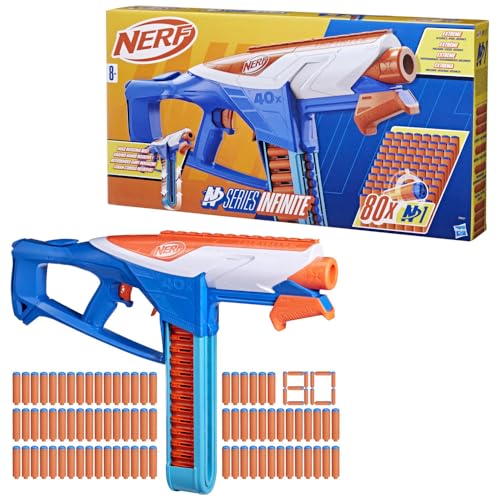 Nerf N Series Infinite Blaster und 80 präzise N1 Darts, Spannschlitten und abnehmbares Gurtmagazin, Blaster für Fortgeschrittene, für Jungen und Mädchen von NERF