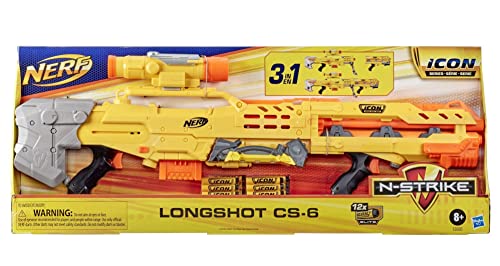 Nerf N-Strike Icon Series - Longshot CS-6 Foam 3 in 1 Blaster + 12 Offizielle Nerf Elite Icon Darts - 8+ Jahre - E8886EU50 von NERF