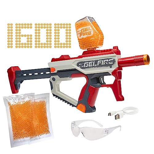 Nerf Pro Gelfire Mythic Blaster, 1600 hydrierte Gelfire Kugeln, Kugelmagazin für 800 Kugeln, mit Akku und Nerf Brille von NERF