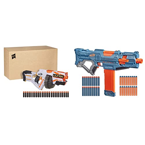 Nerf Ultra One Motorized Blaster in recycelbarer Verpackung & Nerf Elite 2 Turbine CS-18 motorisierter Blaster, 36 Nerf Darts, 18-Dart Clip-Magazin, mit Erweiterungsoptionen, frustfreie Verpackung von NERF