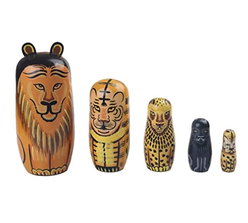 Matroschka Matrjoschka 5 Stück Nesting Dolls Verschiedene Tier-Matroschka Aus Holz Stapeln Nested Handmade Spielzeug Für Weihnachten Matryoshka Russische Puppen Matroschka-Puppen von NESPIQ