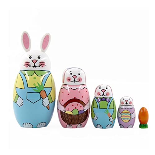 Matroschka Matrjoschka Russische Puppe Hase Nesting Dolls Set 5-teiliges Matroschka-Holzstapeln Verschachteltes Handgemachtes Spielzeug Für Weihnachtsmatroschka Russische Puppen Matroschka-Puppen von NESPIQ