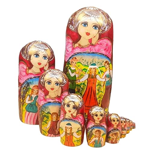 NESPIQ Matroschka Matrjoschka 10 Stück Nesting Dolls Holz Mädchen Matroschka Für Basteln Matroschka Puppe Für Weihnachten Geburtstagsgeschenke Russische Puppen Matroschka-Puppen von NESPIQ