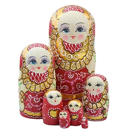 NESPIQ Matroschka Matrjoschka 10 Stück Schöne Russische Puppen Matroschka Holzpuppen Babuschka Russische Handbemalte Spielzeuggeschenk Russische Puppen Matroschka-Puppen von NESPIQ