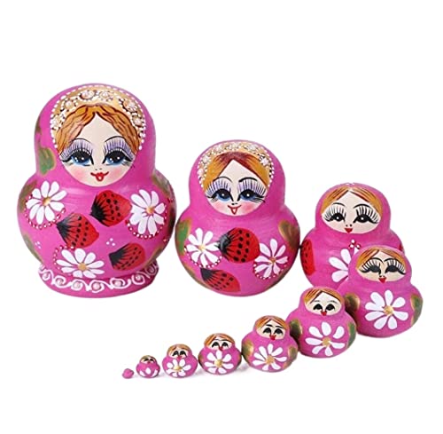 NESPIQ Matroschka Matrjoschka 10 Stück Strawberry Flower Girl Nesting Dolls Russian Matryoshka Doll Set Toys Russische Puppen Matroschka-Puppen von NESPIQ