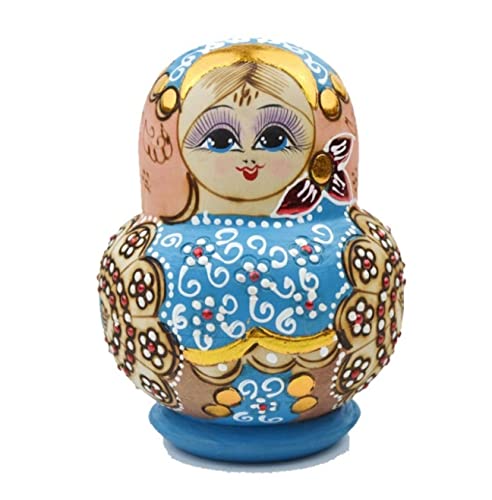 NESPIQ Matroschka Matrjoschka 10-teilige Matroschka-Holzpuppen Für Mädchen, Farbig Bemalte Russische Puppe Für Brithday-Geschenke, Kunsthandwerk Russische Puppen Matroschka-Puppen von NESPIQ