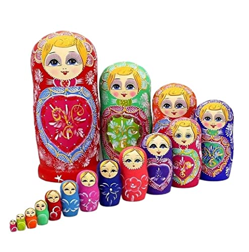 NESPIQ Matroschka Matrjoschka 15 Stücke Russische Nesting Puppe, Weihnachten Matrjoschka Puppe Holz Matrjoschka Spielzeug Für Geburtstagsgeschenk Russische Puppen Matroschka-Puppen von NESPIQ