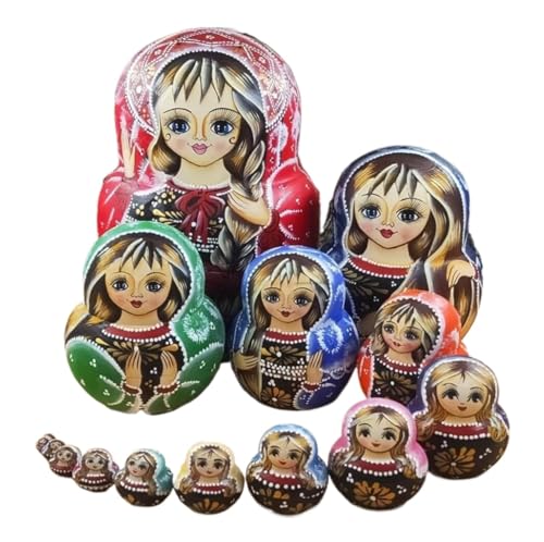 NESPIQ Matroschka Matrjoschka 15-teiliges Matroschka-Set Für Russische Matroschka-Puppen, Handgefertigte Holzpuppen Russische Puppen Matroschka-Puppen von NESPIQ