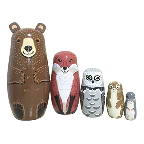 NESPIQ Matroschka Matrjoschka 5 Stück Russische Nesting Dolls Schöne Linde Handgemachte Bemalte Buche Russische Matroschka Puppe Geschenk Spielzeug Russische Puppen Matroschka-Puppen von NESPIQ