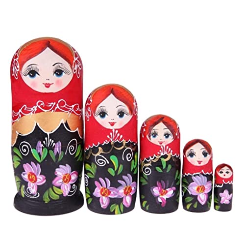 NESPIQ Matroschka Matrjoschka 5 Stück Russische Nesting Dolls Schöne Linde Handgemachte Bemalte Buche Russische Matroschka Puppe Geschenk Spielzeug Russische Puppen Matroschka-Puppen von NESPIQ