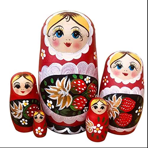 NESPIQ Matroschka Matrjoschka Matrjoschka Aus Holz, Stapelbares Nistset, Handgefertigtes Spielzeug, Geschenk, Nistpuppen Russische Puppen Matroschka-Puppen von NESPIQ