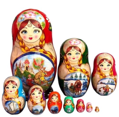 NESPIQ Matroschka Matrjoschka Matroschka-Puppen-Set, 10 Stück, Mit Schwanensee-Figuren, Schwanensee-Dekoration Russische Puppen Matroschka-Puppen von NESPIQ