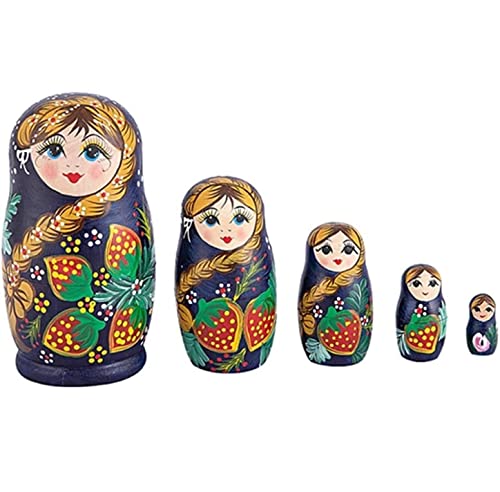 NESPIQ Matroschka Matrjoschka Matroschka-Set 5-TLG. Heimdekoration, Klassischer Stil, Handbemalte Russische Puppe, Hölzernes Geburtstagsgeschenk Russische Puppen Matroschka-Puppen von NESPIQ