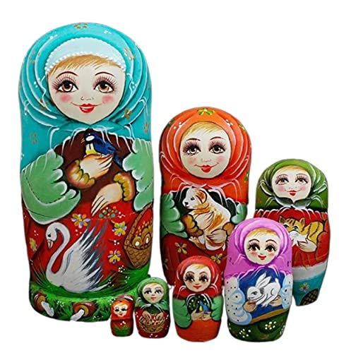 NESPIQ Matroschka Matrjoschka Nesting Dolls Set Von 7 Stück Crafts Wooden Matryoshka Handmade Toy for Wishing Dolls Toy Russische Puppen Matroschka-Puppen von NESPIQ