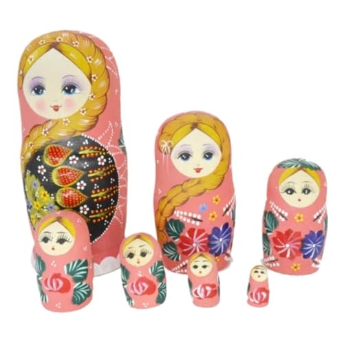 NESPIQ Matroschka Matrjoschka Prinzessinnen-Puppen-Set, 7-teilig – Süße Prinzessinnen-Figuren, Blaue Matroschka-Puppen, Feenkern-Dekor Russische Puppen Matroschka-Puppen von NESPIQ