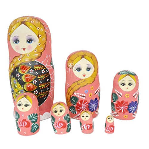 NESPIQ Matroschka Matrjoschka Puppen Nesting 7Pcs Matroschka Cutie Schöne Mädchen Nesting Doll Beliebte Handgefertigte Holzhandwerk Mädchen Spielzeug Russische Puppen Matroschka-Puppen von NESPIQ