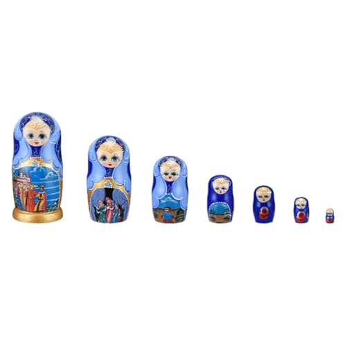 NESPIQ Matroschka Matrjoschka Russische Matroschka-Puppe Mit 7 Russischen Geschichten Und Gemälden Aus Holz Russische Puppen Matroschka-Puppen von NESPIQ