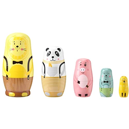 NESPIQ Matroschka Matrjoschka Russische Nesting Dolls Aus 5-lagigem Holz, Löwe, Verschiedene Tier-Matroschka, Handfarbe, Handgefertigte Puppe Russische Puppen Matroschka-Puppen von NESPIQ