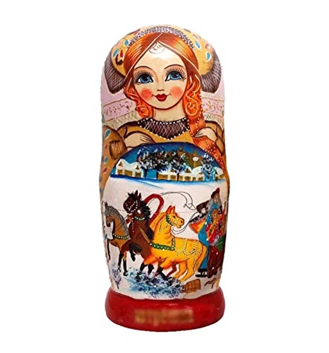 NESPIQ Matroschka Matrjoschka Russisches Nesting Dolls Set 10-teiliges Matroschka-Holzstapel-handgemachtes Spielzeug für Weihnachten-Geburtstags-Geschenk Russische Puppen Matroschka-Puppen von NESPIQ