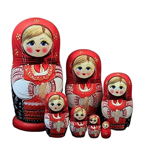 NESPIQ Matroschka Matrjoschka Satz Von 7 Stück Russischen Holzpuppen Nesting Doll Schöne Handgefertigte Matrjoschka Russa Spielzeug Geschenk Russische Puppen Matroschka-Puppen von NESPIQ